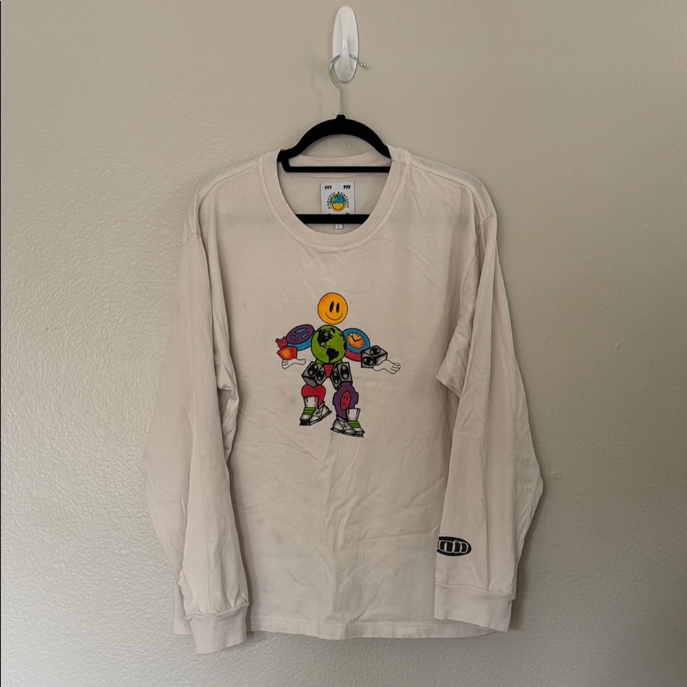 UNIF Cream Long Sleeve Cartoon Graphic Tee